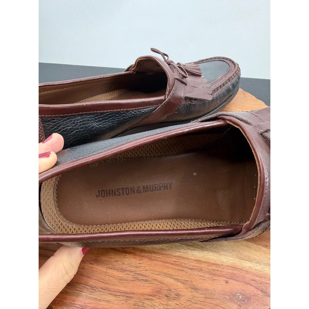 Johnston & Murphy Aragon II  Kiltie Tassel Loafers Mens 9.5M Brown Black Leather